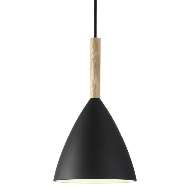 Pure 20 Black with Wooden Detail Pendant Light