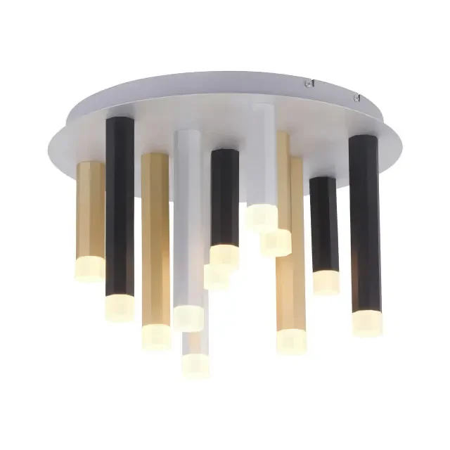 PURE-GEMIN 12 Light Aluminium with Black and Gold Dimmable Ceiling Light