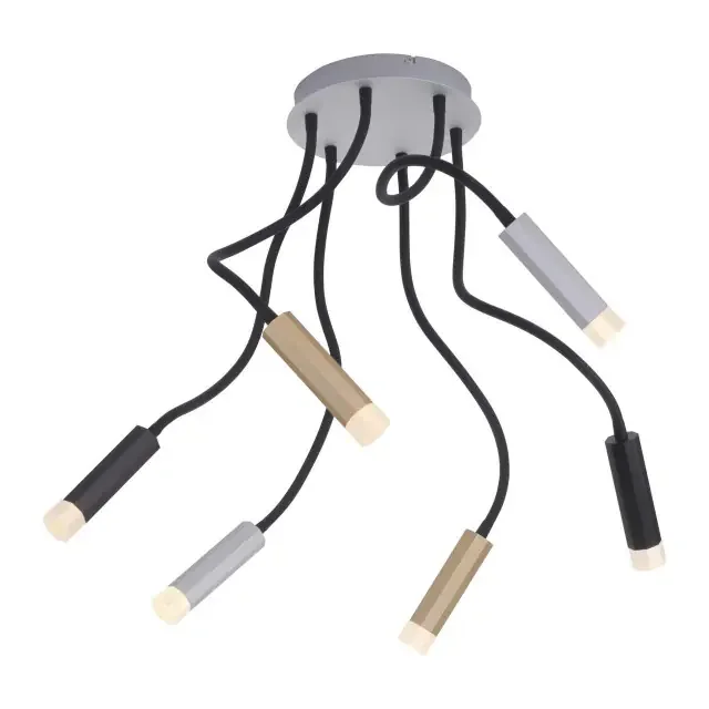 PURE-GEMIN 6 Light Aluminium with Black and Gold Adjustable Ceiling Light