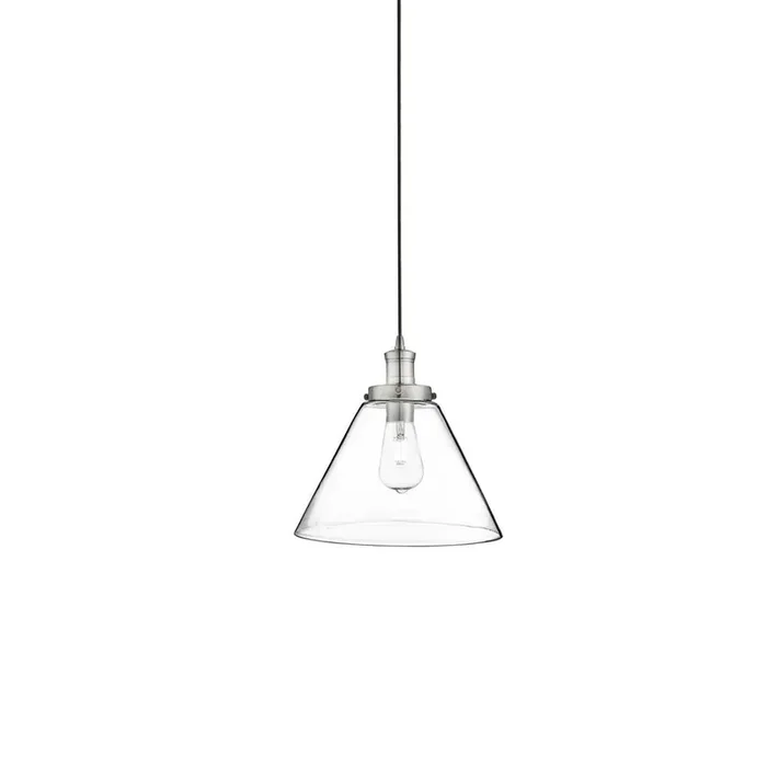 Pyramid Satin Silver Vintage Pendant with Clear Glass Shade