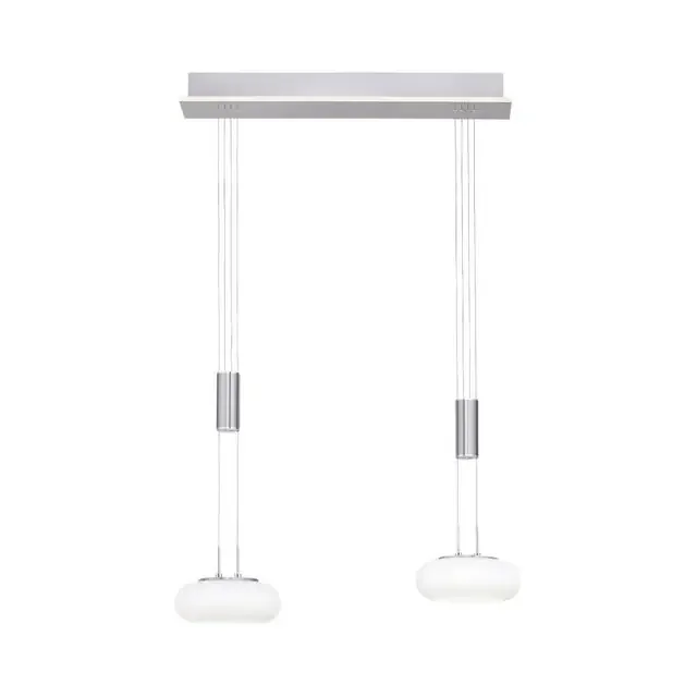 Q-Etienne 2 Light Satin Chrome with Opal Glass Bar Pendant