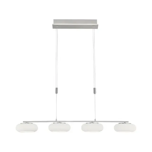 Q-Etienne 4 Light Satin Chrome with Opal Glass Bar Pendant