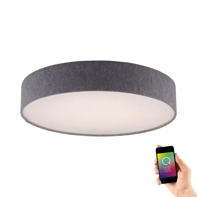 Q-KIARA Grey Fabric Shade Smart LED Ceiling Light