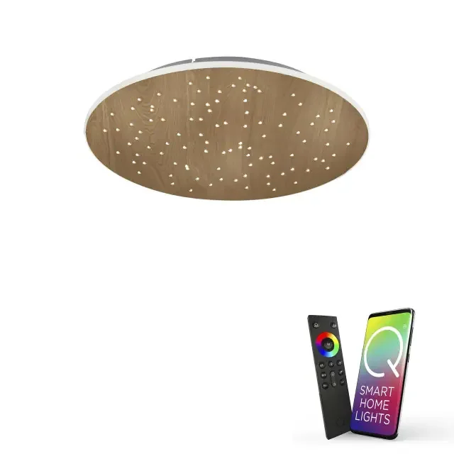 Q-NIGHTSKY Wood Effect Starry Sky Smart LED Ceiling Light