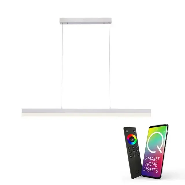Q-TIMBER 3 Light Aluminium Smart LED Bar Pendant Light