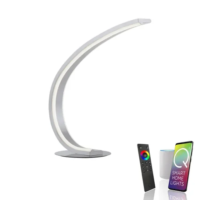 Q-VITO Satin Chrome Smart LED Curved Table Lamp