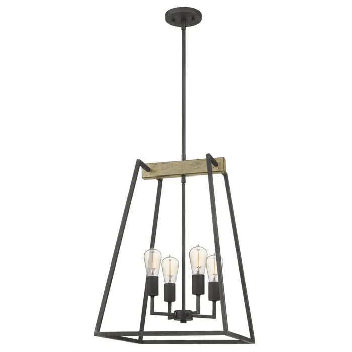 Quoizel BRT5204GK Brockton Four Light Foyer Pendant, Grey Ash