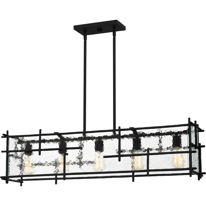 Quoizel DPN538MBK Daphne Five Light Linear Chandelier, Matte Black