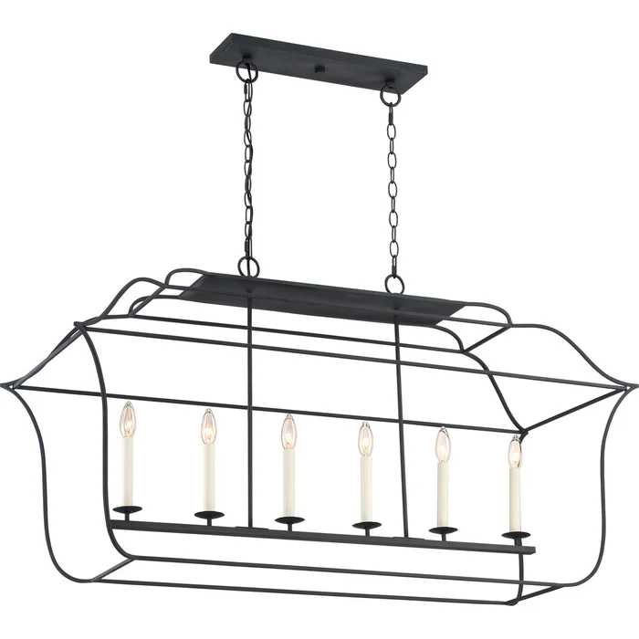 Quoizel GLY648BA Gallery Six Light Island Chandelier, Royal Ebony