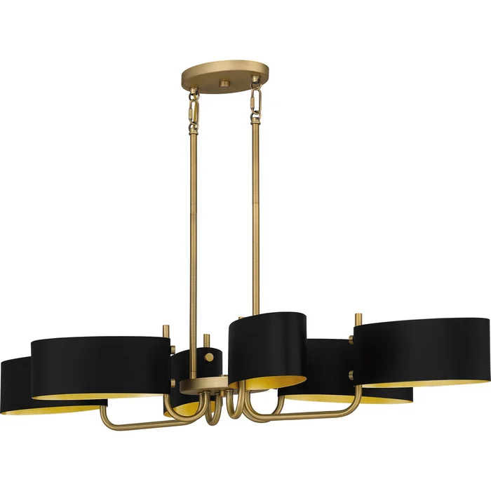 Quoizel MAD641AB Madden Six Light Linear Chandelier, Aged Brass