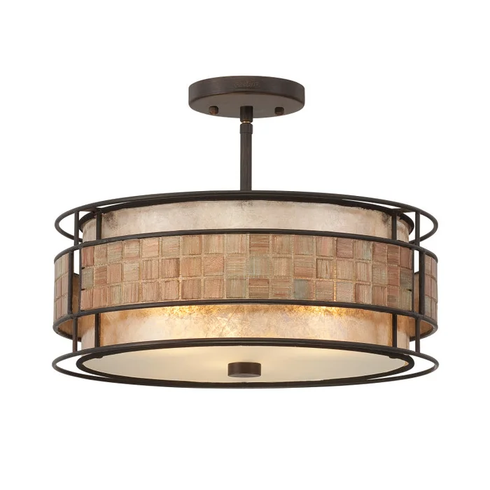 Quoizel MC842SRC Laguna Three Light Semi-Flush Mount, Renaissance Copper