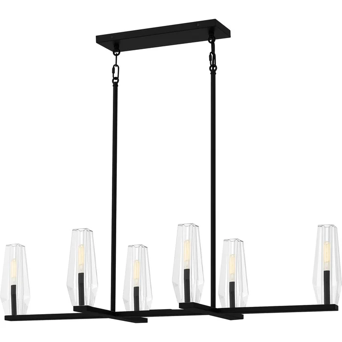 Quoizel MUT640MBK Malamute Six Light Linear Chandelier, Matte Black