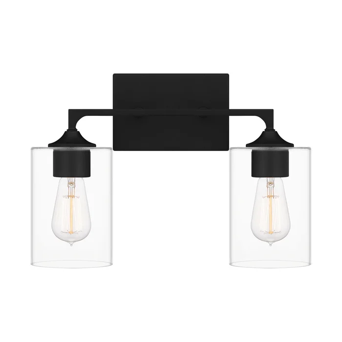 Quoizel PRC8616MBK Prescott Two Light Bath, Matte Black