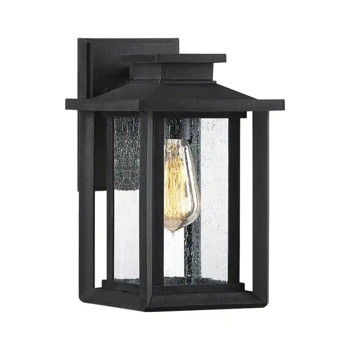Quoizel Wakefield Small Outdoor Wall Light – Black with Clear Seeded Glass – Online Lighting