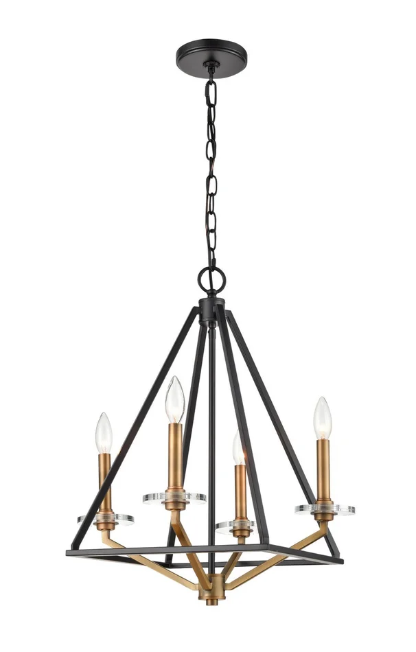 Raleigh Four Light Mini Chandelier in Black Brushed Brass (405|331-4MCR-BBG)