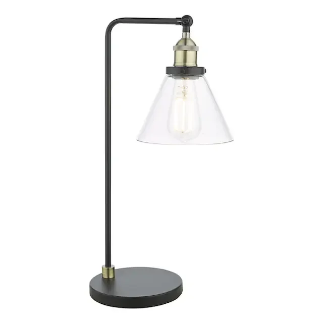 Ray Antique Brass with Glass Shade Table Lamp