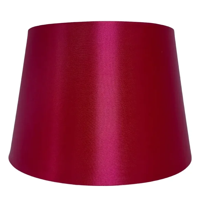 Red Satin and White Inner Rolled Edge Vintage Tapered Drum Lamp Shade 30cm