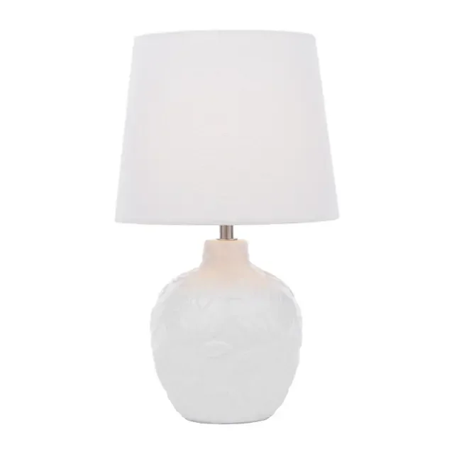 Redhall Chrome and White Ceramic with White Shade Table Lamp