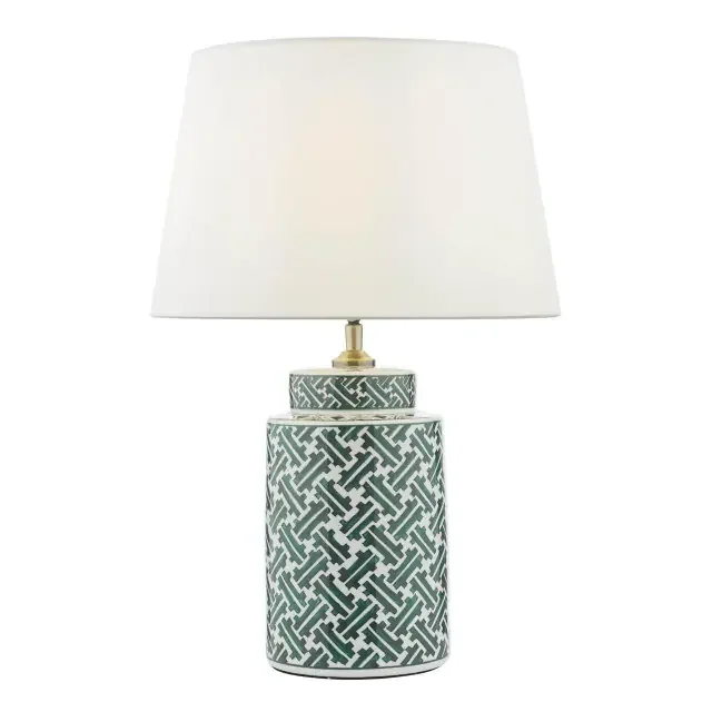 Reese Green Ceramic with White Shade Table Lamp