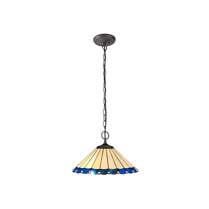 Regal Lighting SL-1167 2 Light 40cm Tiffany Pendant Blue And Cream With Clear Crystal Shade