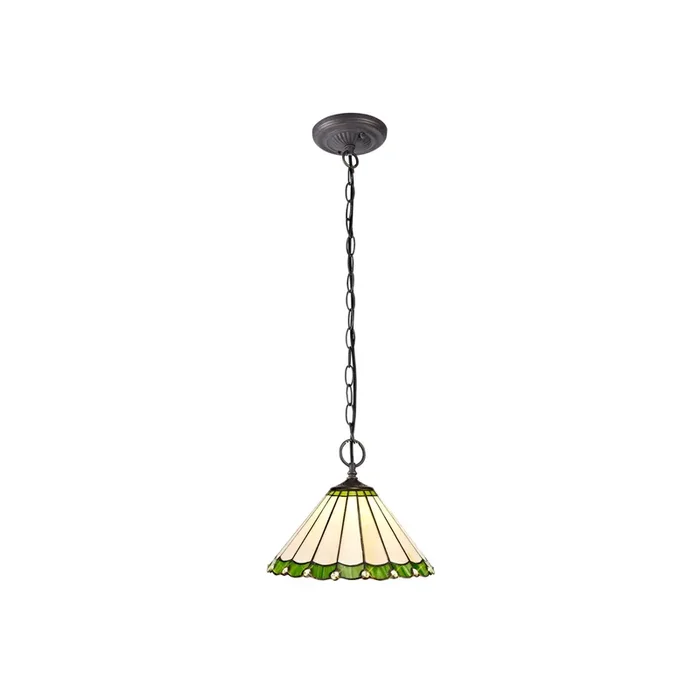 Regal Lighting SL-1243 2 Light 30cm Tiffany Pendant Green And Cream With Clear Crystal Shade