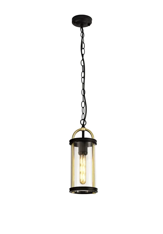 Regal Lighting SL-1836 1 Light Outdoor Ceiling Pendant Black And Gold With Clear Glass IP54