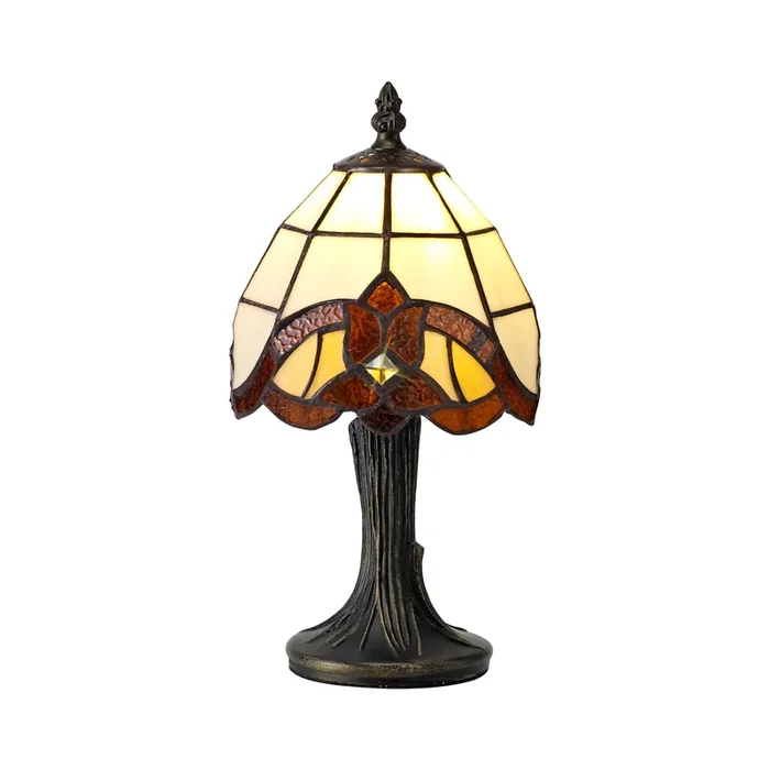 Regal Lighting SL-2083 1 Light Tiffany Table Lamp 15cm Cream and Amber With Clear Crystal Shade