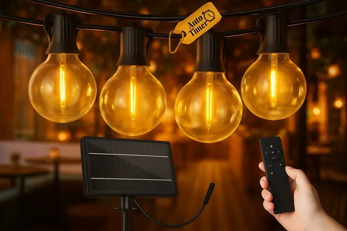 Remote Control Solar Festoon Lights With G50 Bulbs