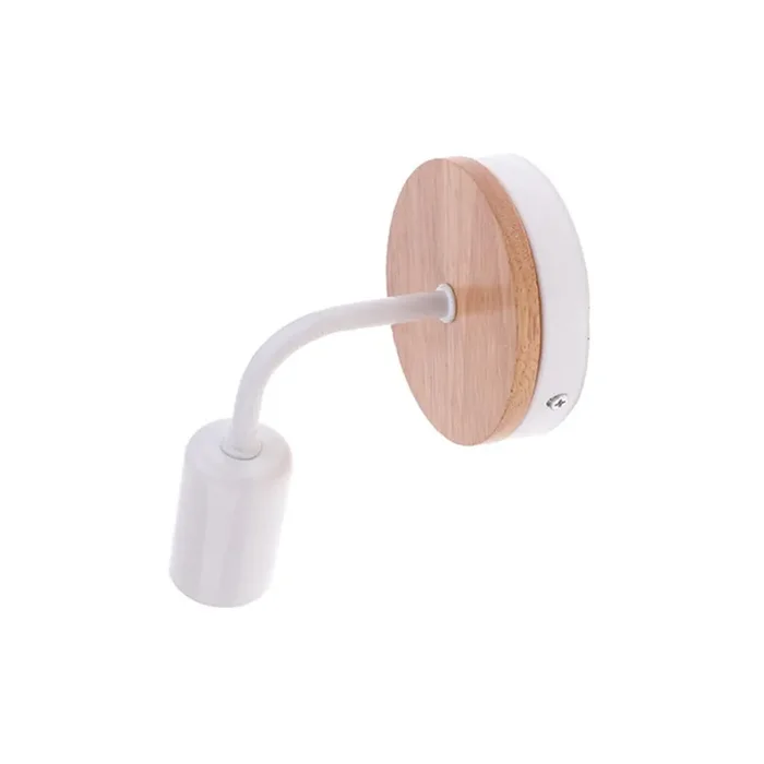 Retro Industrial Loft Style Wall Light – White & Wood