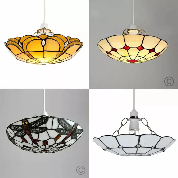 Retro Stained Glass Ceiling Light Shade – Tiffany Style