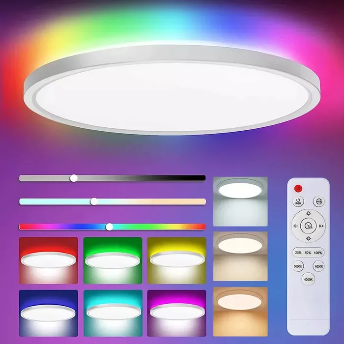 RGB LED Ceiling Light – Dimmable with Remote – 3200LM