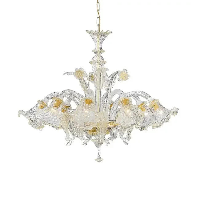 Rialto SP8 8 Light Amber with Clear Glass Chandelier