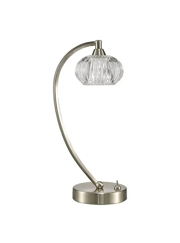 Ripple Satin Nickel with Ribbed Glass Table Lamp