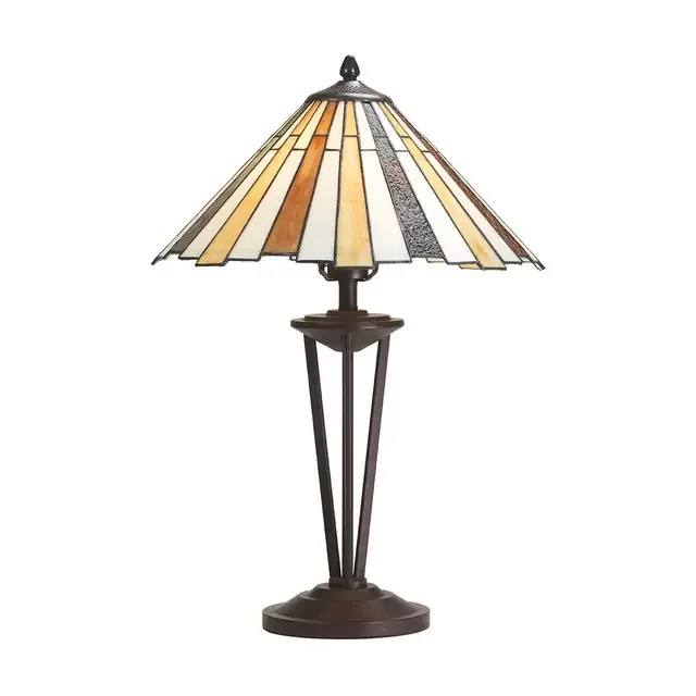 Rixon Amber Cream and Yellow Tiffany 40cm Table Lamp
