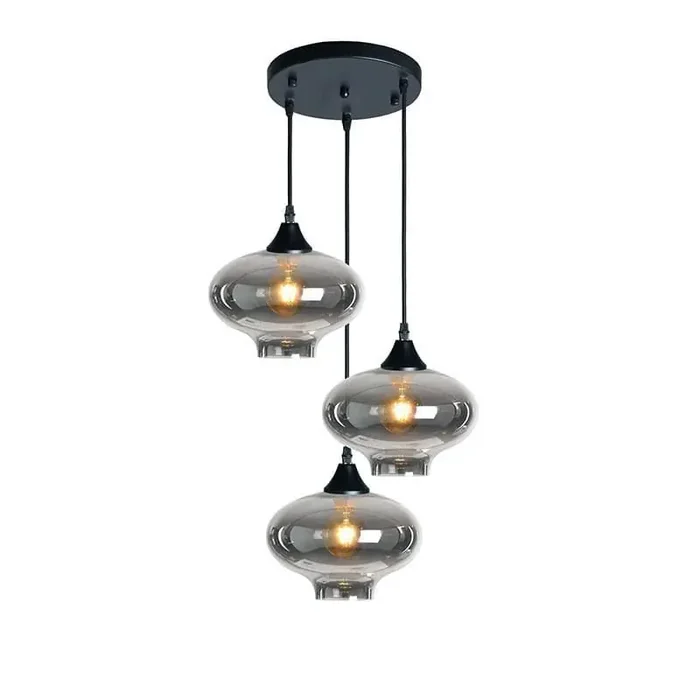 Roma 3 Light Black Ceiling Pendant Mushroom