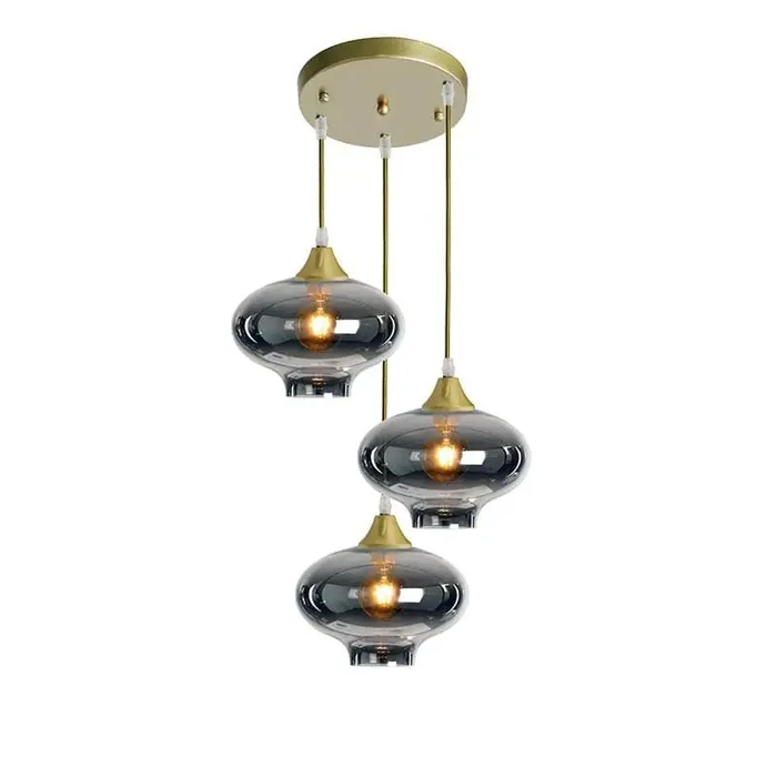 Roma 3 Light Gold Ceiling Pendant Mushroom