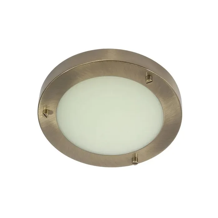 Rondo Antique Brass Bathroom Modern Round Flush Light 185mm