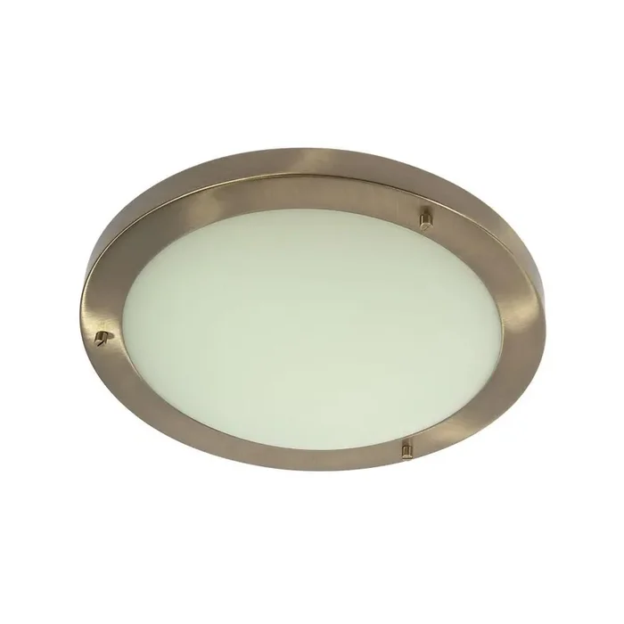 Rondo Antique Brass Bathroom Modern Round Flush Light 305mm