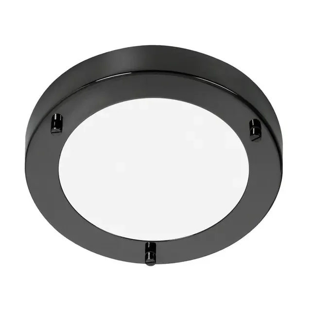 Rondo Mirror Black 18cm IP44 Bathroom Ceiling Light