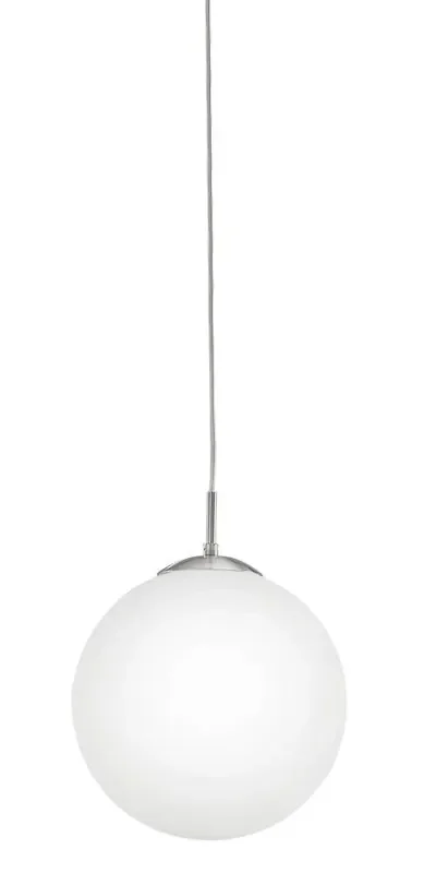 Rondo Modern Matt Nickel & Opal Glass 1 Lamp Pendant 300mm