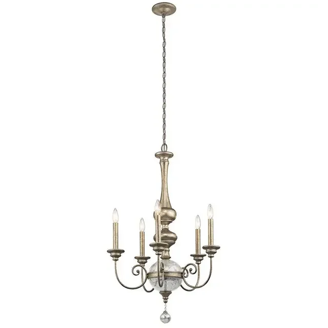 Rosalie 5 Light Sterling Gold Chandelier