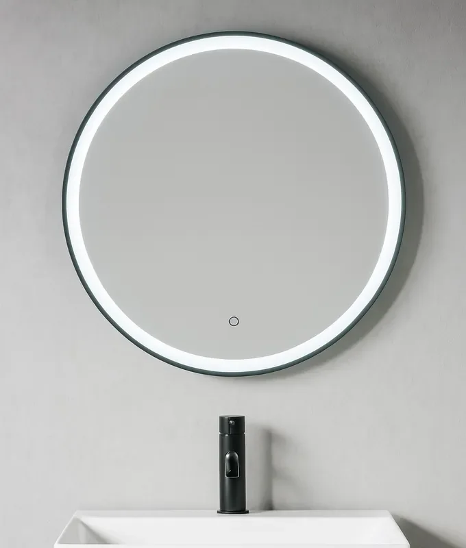 Round CCT LED 600mm Black Rim Bathroom Mirror with Sensor Switch
