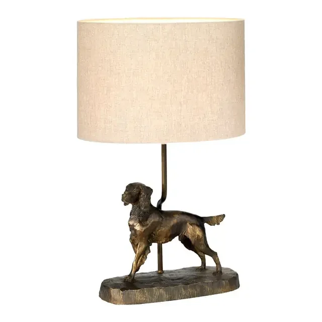 Rufus Bronze Patina with Natural Hessian Shade Table Lamp