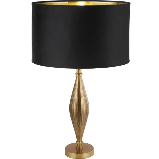 Rye Antique Brass with Black Shade Table Lamp