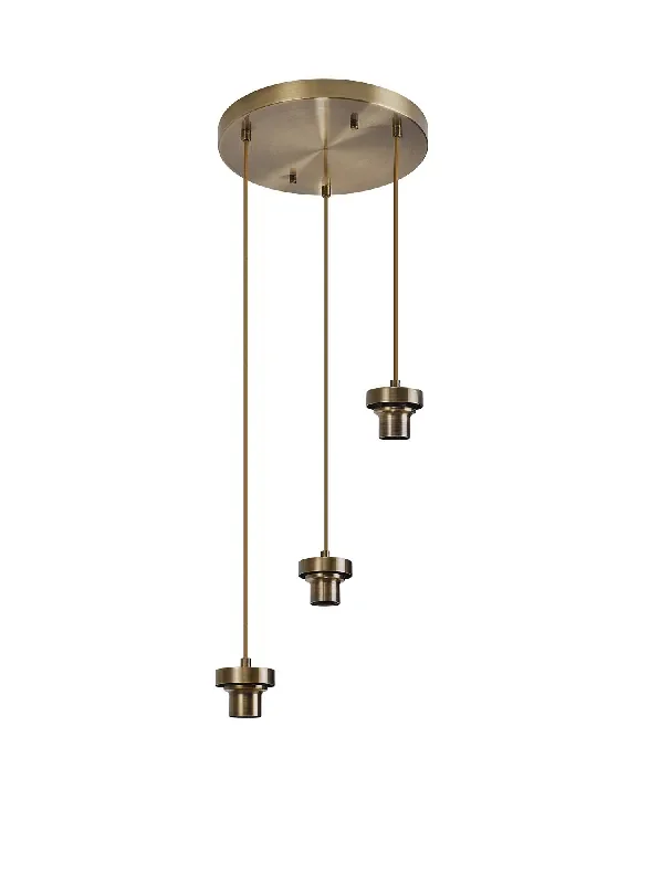 Sadie Satin Nickel 3 Light E27 2m Round Multiple Pendant (FRAME ONLY)