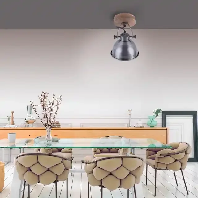 SAMIA Silver and Wood Wall and Ceiling Light