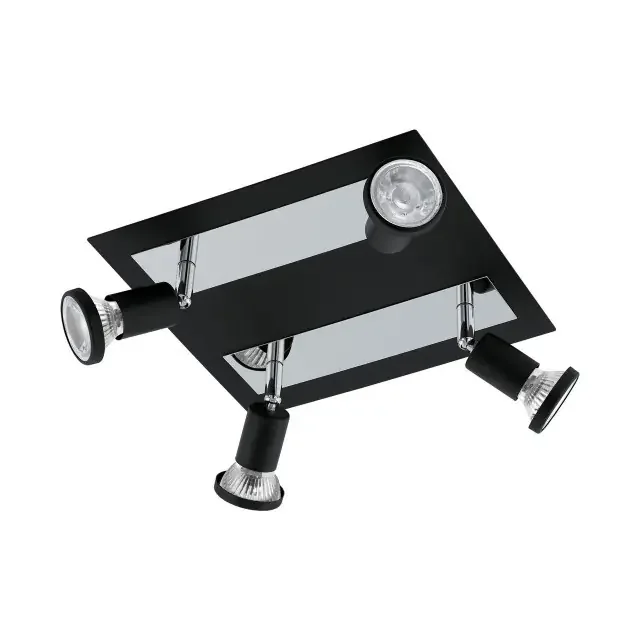 Sarria 4 Light Square Black and Chrome Spotlight