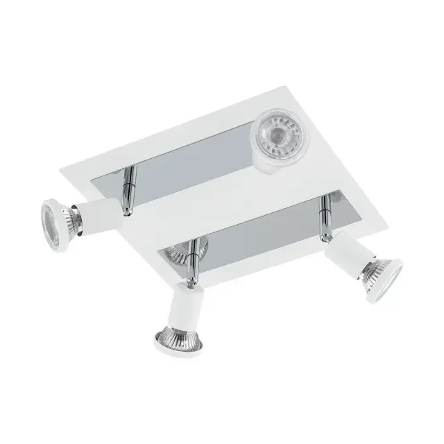 Sarria 4 Light Square White and Chrome Spotlight