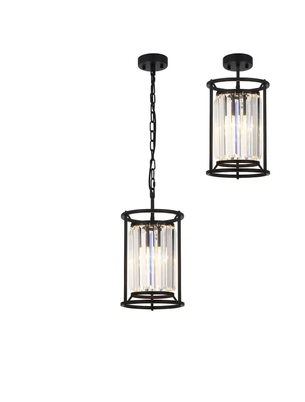 Sat Pendant, 1 x E27, Satin Black – Clear