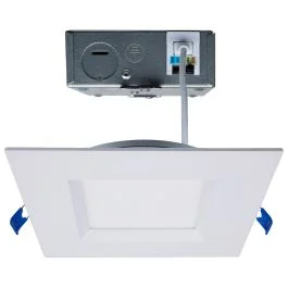 SATCO S11873 15WLED/DW/6/CCT-SEL/SQ/RD/WH 15 Watt LED Low Profile Regress Baffle Downlight; 6 Inch; Remote Driver; CCT Selectable; Square Shape; White Finish; 120 Volt